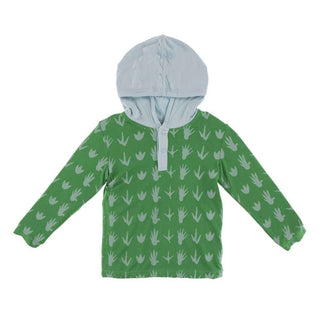 KicKee Pants Print Long Sleeve Hoodie Tee - Dino Tracks