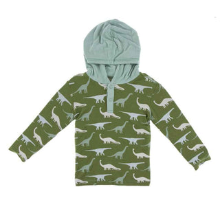 Print Bamboo Long Sleeve Hoodie Tee - Moss Sauropods Baby & Toddler Outerwear