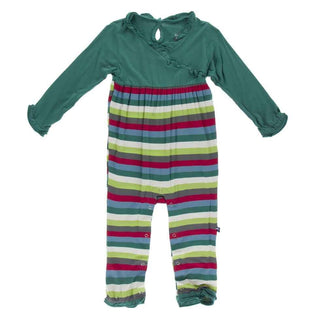 Print Bamboo Long Sleeve Kimono Ruffle Romper - 2020 Multi Stripe Baby One-Pieces