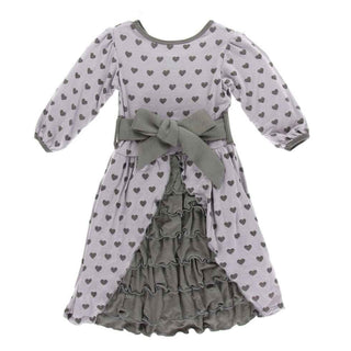 KicKee Pants Print Long Sleeve Oh La La Dress, Feather Hearts