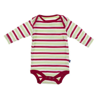 Print Bamboo Long Sleeve One Piece, Candy Cane Stripe Baby One-Pieces