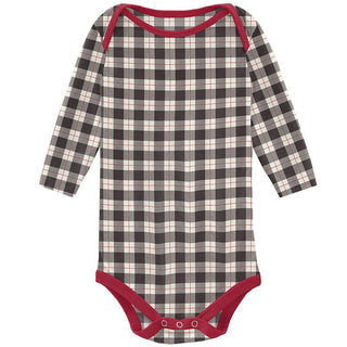 Print Bamboo Long Sleeve One Piece - Midnight Holiday Plaid Baby One-Pieces