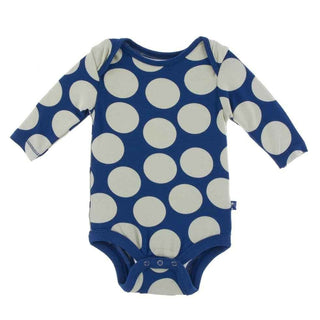 Print Long Sleeve One Piece, Navy Mod Dot KicKee Pants