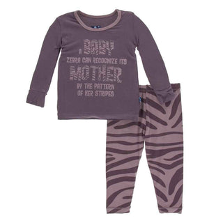 KicKee Pants Print Long Sleeve Pajama Set, Elderberry Zebra Print | Stylish Sleepies offer designs that make bedtime beautiful.