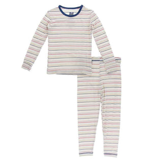 KicKee Pants Print Long Sleeve Pajama Set - Everyday Heroes Multi Stripe | Stylish Sleepies offer designs that make bedtime beautiful.