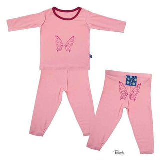 KicKee Pants Print Long Sleeve Pajama Set, Lotus with Berry Butterfly | Stylish Sleepies offer designs that make bedtime beautiful.