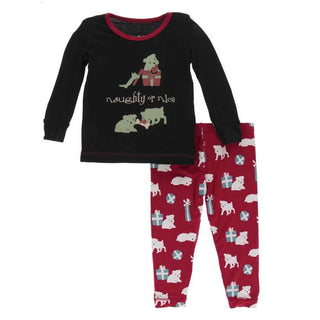 Print Bamboo Long Sleeve Pajama Set - Midnight Naughty or Nice Baby & Toddler Sleepwear