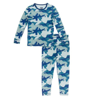 KicKee Pants Print Long Sleeve Pajama Set - Oasis Military | Stylish Sleepies offer designs that make bedtime beautiful.