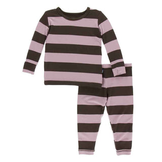 KicKee Pants Print Long Sleeve Pajama Set - Paleontology Flora Stripe | Stylish Sleepies offer designs that make bedtime beautiful.