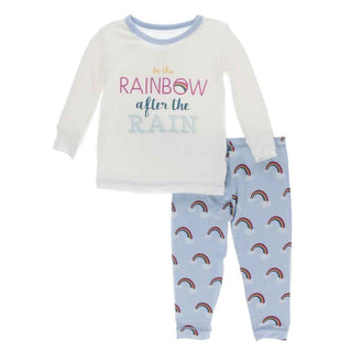 Print Bamboo Long Sleeve Pajama Set - Pond Rainbow After the Rain Baby & Toddler Sleepwear