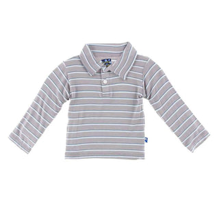 Print Bamboo Long Sleeve Polo Shirt, Boy Parisian Stripe Baby & Toddler Tops