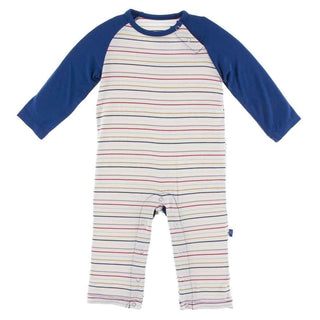 Print Bamboo Long Sleeve Raglan Romper - Everyday Heroes Multi Stripe Baby One-Pieces