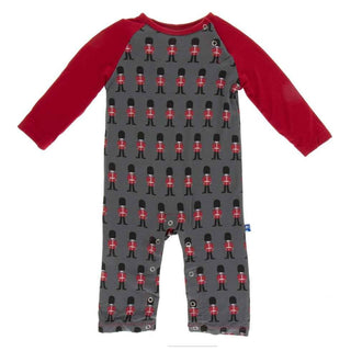 KicKee Pants Print Long Sleeve Raglan Romper - Queens Guard