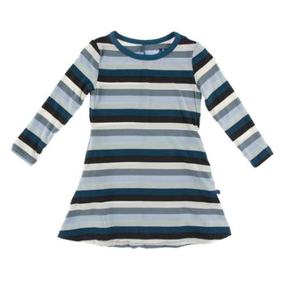 Print Bamboo Long Sleeve Tee Shirt Dress - Meteorology Stripe Baby & Toddler Dresses