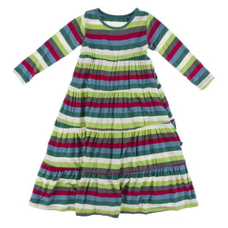 Print Bamboo Long Sleeve Tiered Dress, 2020 Multi Stripe Baby & Toddler Dresses