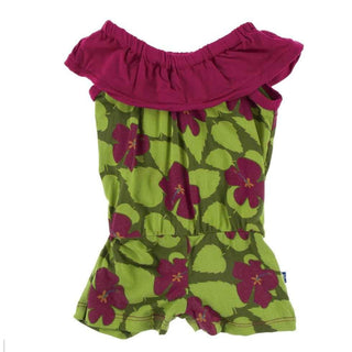 Print Bamboo Mexico Romper - Pesto Hibiscus Baby One-Pieces