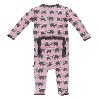 Print Bamboo Muffin Ruffle Coverall - Lotus Raccoon Baby & Toddler Sleepwear