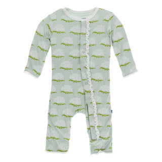 KicKee Pants Print Muffin Ruffle Coverall with Snaps - Aloe Ixora