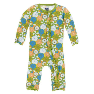 Print Bamboo Muffin Ruffle Coverall with Snaps - Beach Umbrellas Baby & Toddler Sleepwear