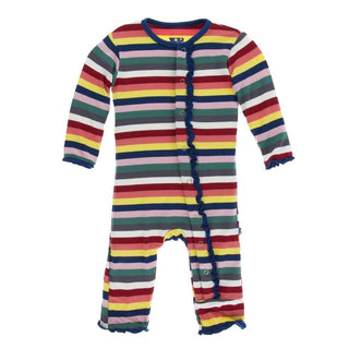 Print Bamboo Muffin Ruffle Coverall with Snaps - Bright London Stripe Baby & Toddler Sleepwear