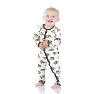 Print Bamboo Muffin Ruffle Coverall with Snaps - Butterflyfish Baby & Toddler Sleepwear