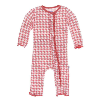 Print Bamboo Muffin Ruffle Coverall with Snaps - English Rose Houndstooth Baby & Toddler Sleepwear