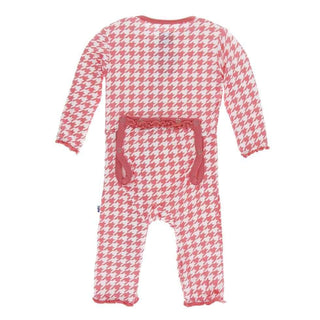 Print Bamboo Muffin Ruffle Coverall with Snaps - English Rose Houndstooth Baby & Toddler Sleepwear