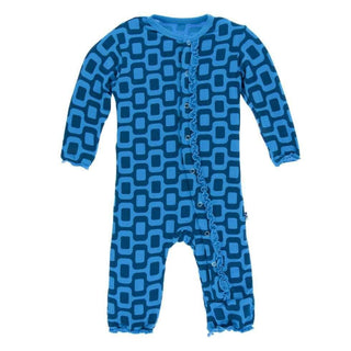 Print Bamboo Muffin Ruffle Coverall with Snaps - Ipanema KicKee Pants