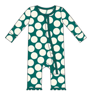 Print Bamboo Muffin Ruffle Coverall with Snaps - Ivy Mod Dot Baby & Toddler Sleepwear