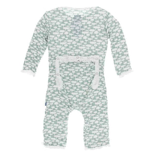 Print Bamboo Muffin Ruffle Coverall with Snaps - Jade Mushrooms Baby & Toddler Sleepwear