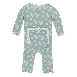 Print Bamboo Muffin Ruffle Coverall with Snaps - Jade Sand Dollar KicKee Pants