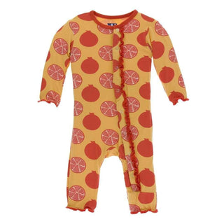 Print Bamboo Muffin Ruffle Coverall with Snaps - Marigold Pomegranate Baby & Toddler Sleepwear