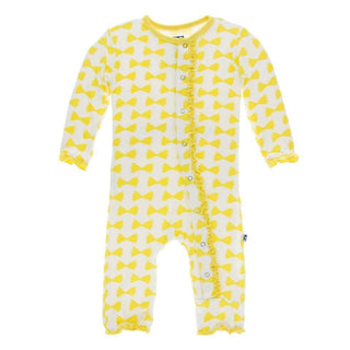 Print Bamboo Muffin Ruffle Coverall with Snaps - Natural Farfalle Baby & Toddler Sleepwear