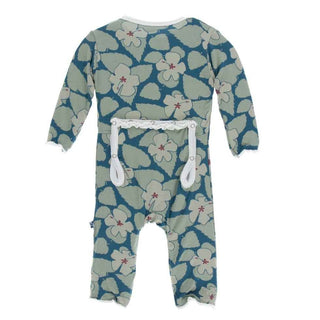 Print Bamboo Muffin Ruffle Coverall with Snaps - Oasis Hibiscus Baby & Toddler Sleepwear