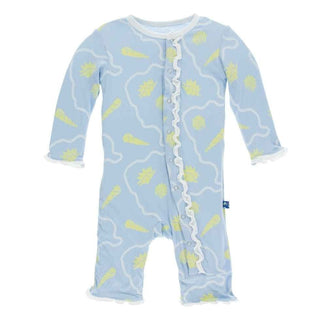 Print Bamboo Muffin Ruffle Coverall with Snaps - Pond Shells Baby & Toddler Sleepwear