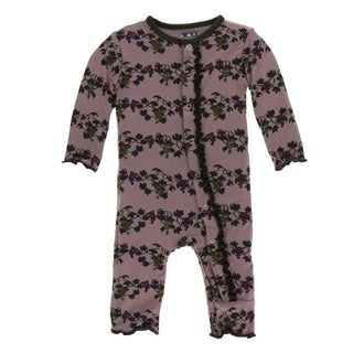 Print Bamboo Muffin Ruffle Coverall with Snaps - Raisin Grape Vines Baby & Toddler Sleepwear