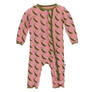 Print Bamboo Muffin Ruffle Coverall with Snaps - Strawberry Sweet Peas Baby & Toddler Sleepwear