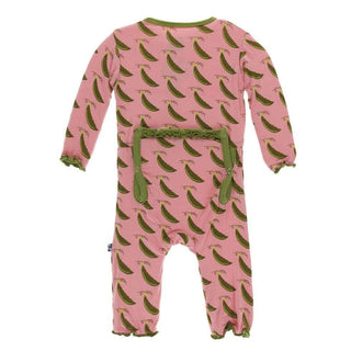 Print Bamboo Muffin Ruffle Coverall with Snaps - Strawberry Sweet Peas Baby & Toddler Sleepwear