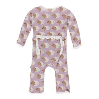 Print Bamboo Muffin Ruffle Coverall with Snaps - Sweet Pea Diictodon Baby & Toddler Sleepwear