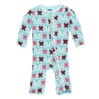 Print Bamboo Muffin Ruffle Coverall with Snaps - Tallulah's Butterfly KicKee Pants