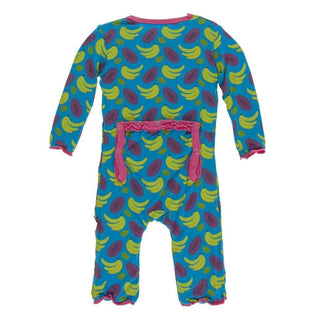 Print Bamboo Muffin Ruffle Coverall with Snaps - Tropical Fruit Baby & Toddler Sleepwear