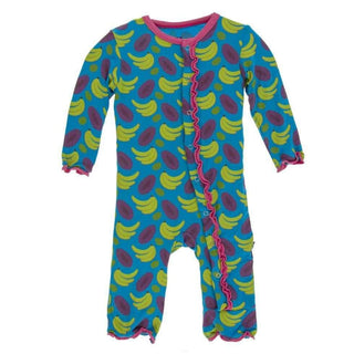 Print Bamboo Muffin Ruffle Coverall with Snaps - Tropical Fruit KicKee Pants