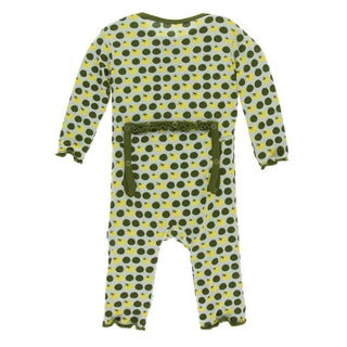 KicKee Pants Print Muffin Ruffle Coverall with Zipper - Aloe Tomatoes