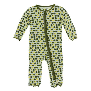 KicKee Pants Print Muffin Ruffle Coverall with Zipper - Aloe Tomatoes