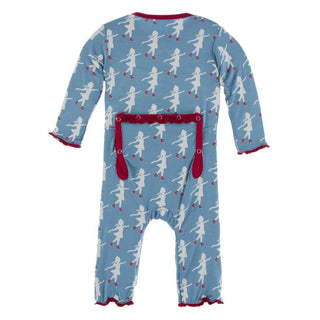 KicKee Pants Print Muffin Ruffle Coverall with Zipper - Blue Moon Ice Skater