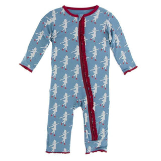 Print Bamboo Muffin Ruffle Coverall with Zipper - Blue Moon Ice Skater Baby & Toddler Sleepwear