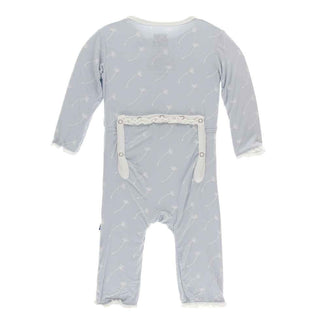 Print Bamboo Muffin Ruffle Coverall with Zipper - Dew Dandelion Seeds KicKee Pants