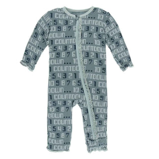 Print Bamboo Muffin Ruffle Coverall with Zipper - Dusty Sky Countdown KicKee Pants