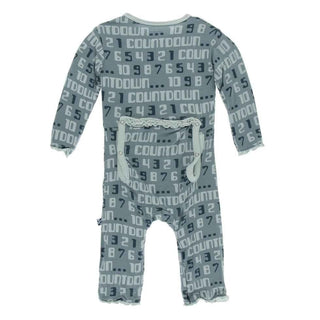 Print Bamboo Muffin Ruffle Coverall with Zipper - Dusty Sky Countdown KicKee Pants