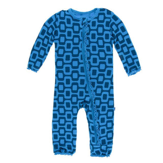 Print Bamboo Muffin Ruffle Coverall with Zipper - Ipanema KicKee Pants